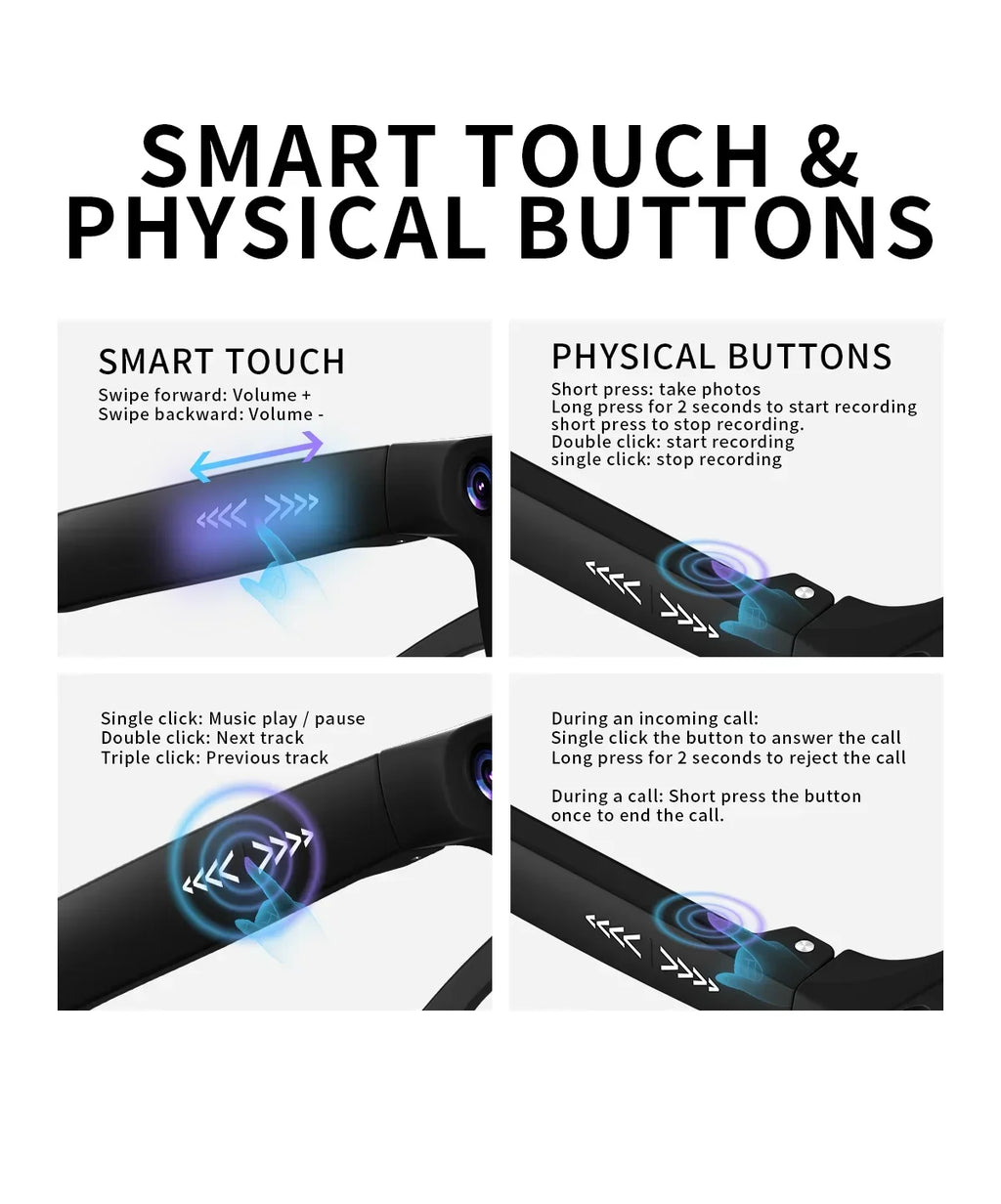 New Fashionable Smart Glasses Intelligent AI Large Model 800W HD Camera 290mAh Battery AI Translation Smart Glasses Men Women