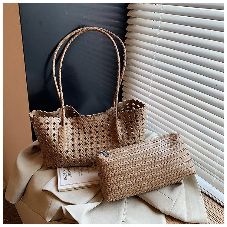 Fashion Woman Shoulder Bags for Women 2026 Brand Luxury Designer Bag Female Totes Purses Ladies Woven Shoulder Handbag Summer