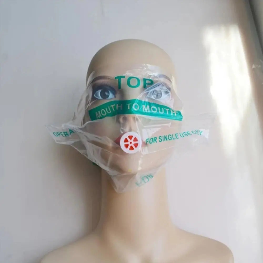 Disposable CPR Mask One-way Valve Professional Emergency Face Shield Mouth Breath Keychain Ring Resuscitator Mask Travel Pocket