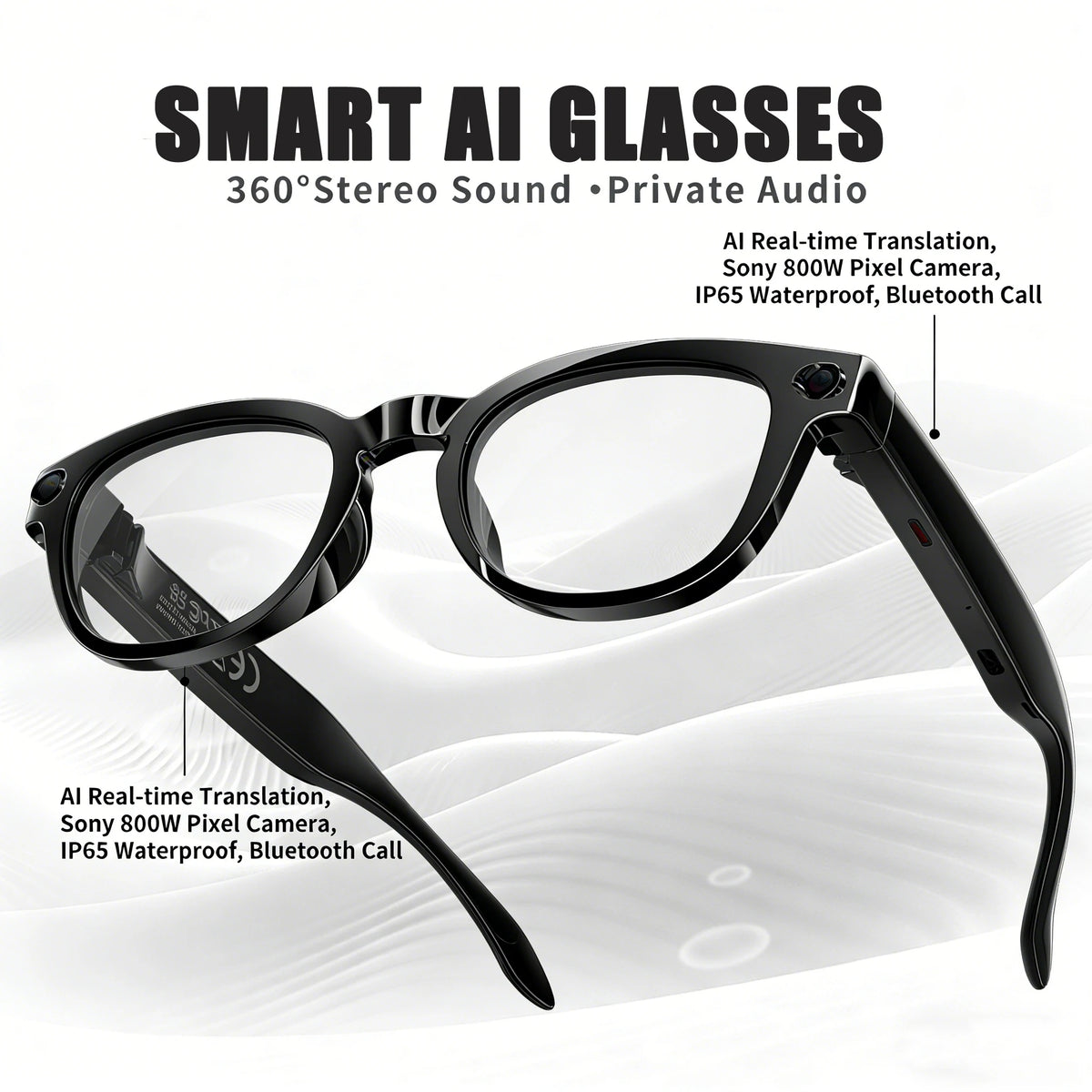 2026 AI Smart Glasses Translation Glasses 800W Pixel Camera Photo Video Recording WIFI Bluetooth 5.4 Waterproof Smart Sunglasses