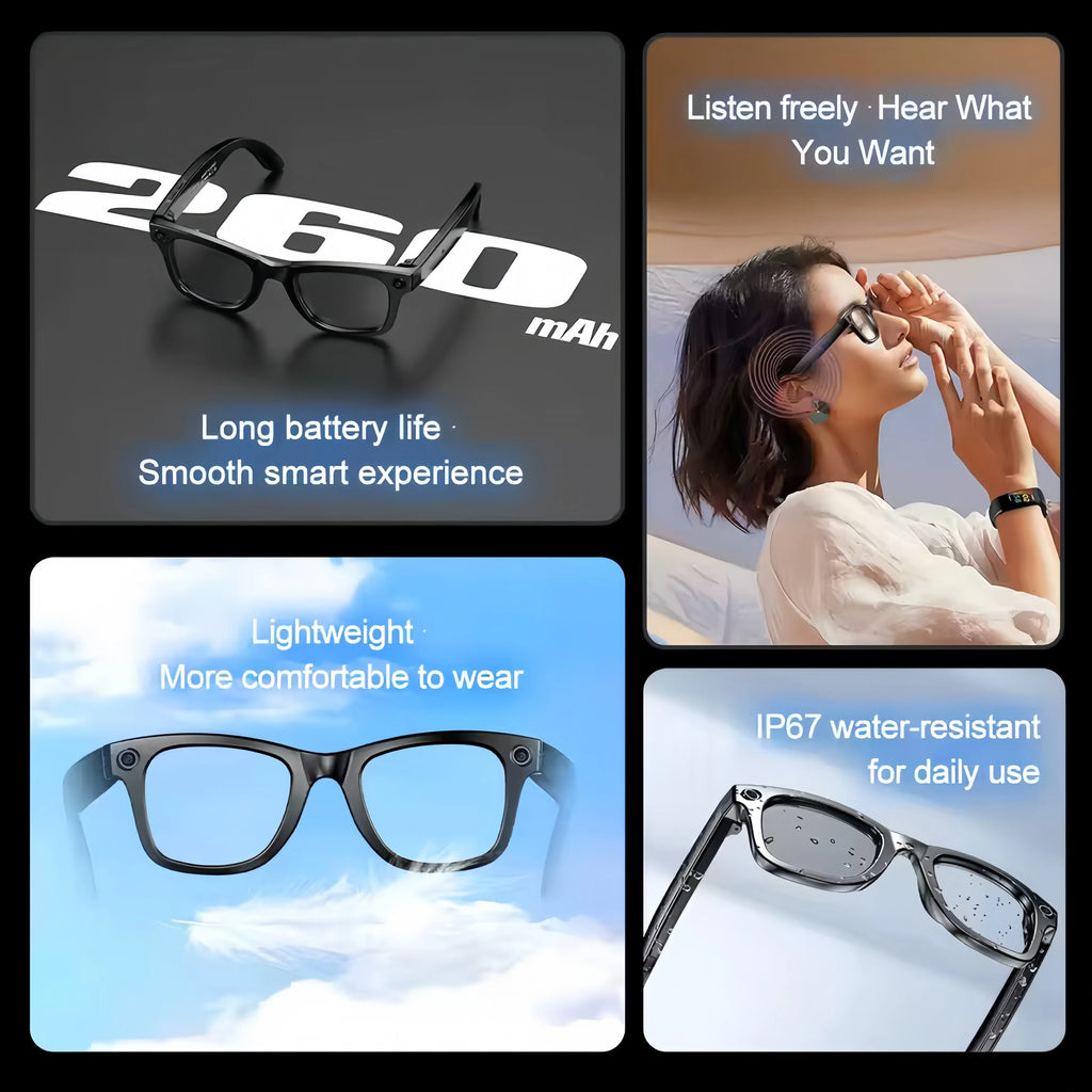 AI Smart Glasses with 8MP Camera Video Recording 100+ Languages Translation Sunglasses Bluetooth Call Music Play Men Women 2026