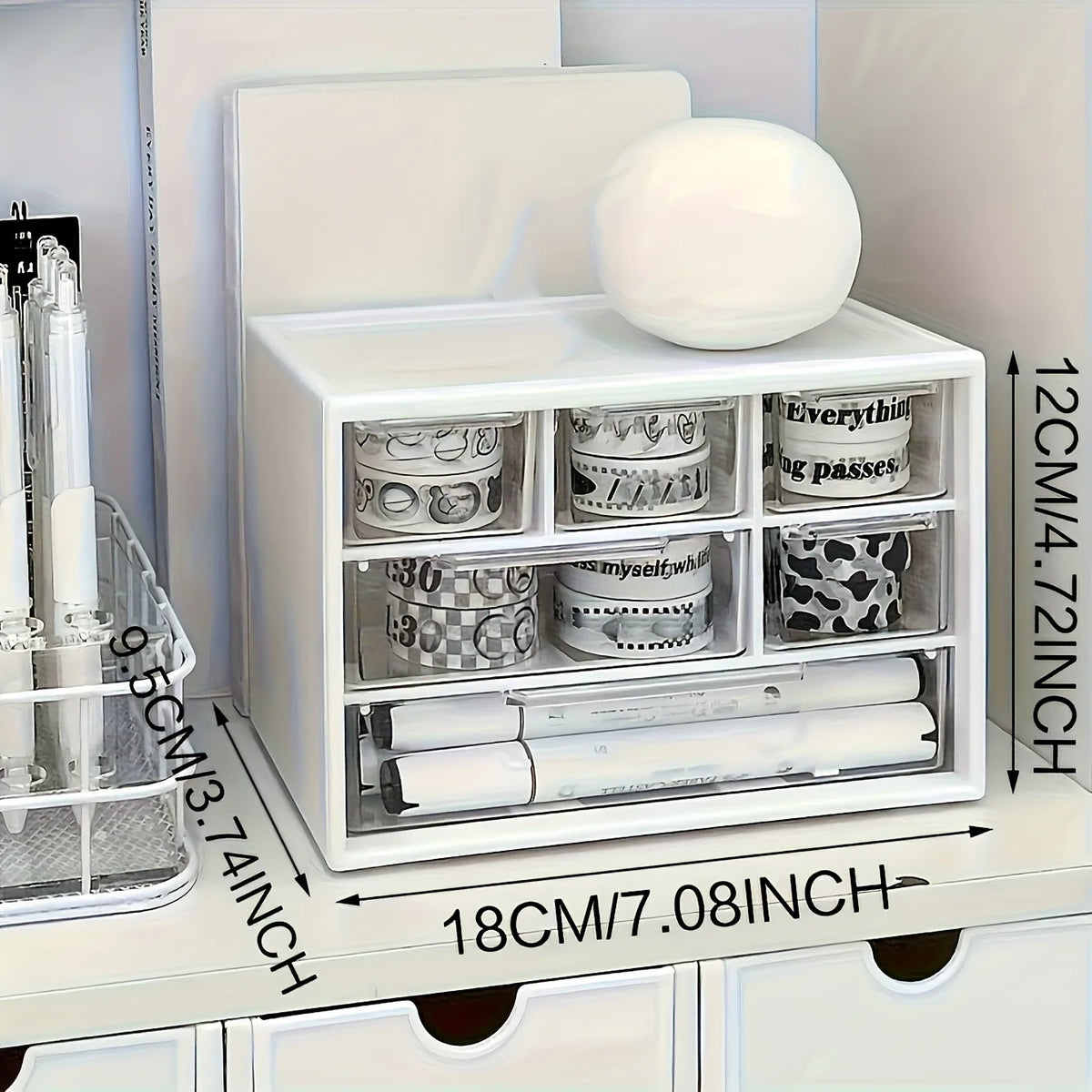 Desktop Organizer with Six Drawers-Spacious and Multifunctional Container,Perfect for Office Supplies,Stationery,Dorm Essentials