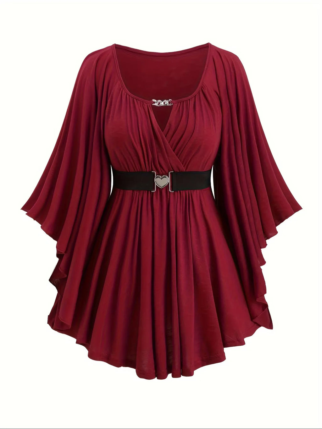 New Autumn and Winter European and American Fashion Women's Clothing, Oversized with an Irregular Hem, Solid Color, Heart-Shaped