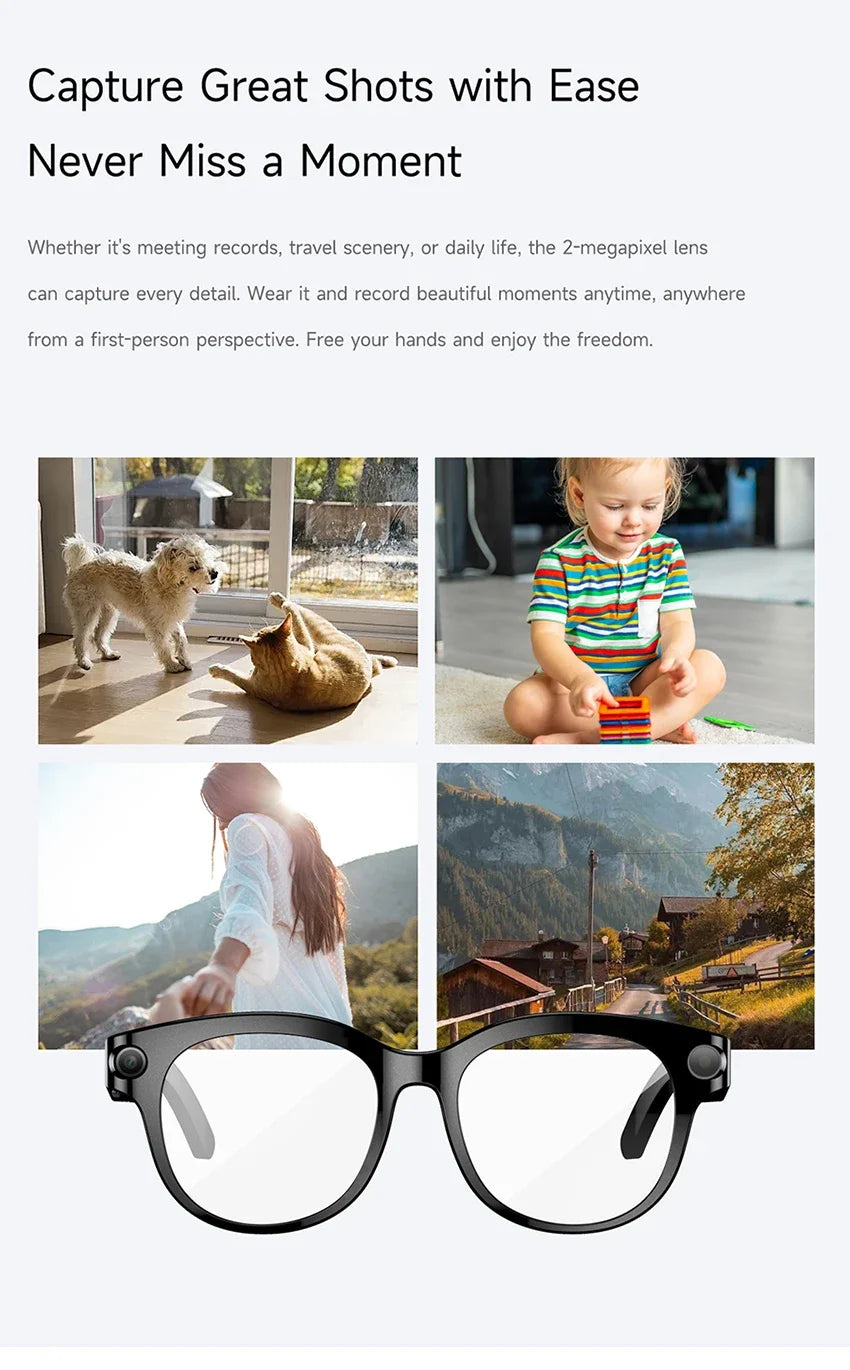 AI Smart Glasses 800W Shooting Camera HD Photo Video Voice Call Translation Waterproof Bluetooth AI Motorcycle Glasses