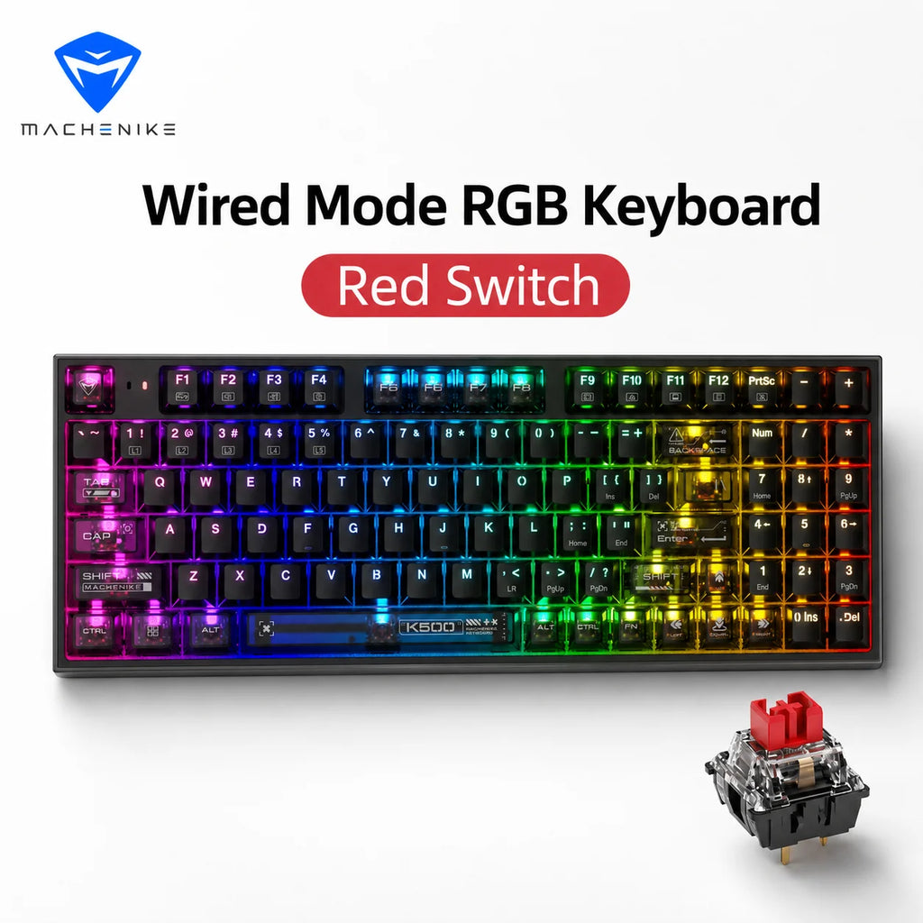 MACHENIKE K500 Mechanical Keyboard Wired Gaming Keyboard K500-B94 Hot Swappable 94 Keys 90% Layout RGB BackLight for PC Laptop