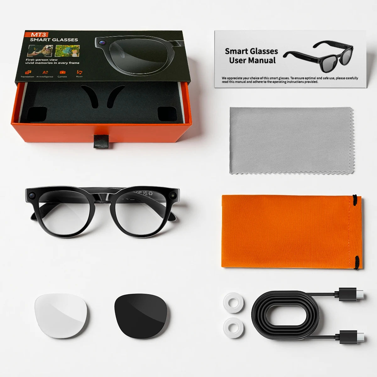2026 AI Smart Glasses Translation Glasses 800W Pixel Camera Photo Video Recording WIFI Bluetooth 5.4 Waterproof Smart Sunglasses