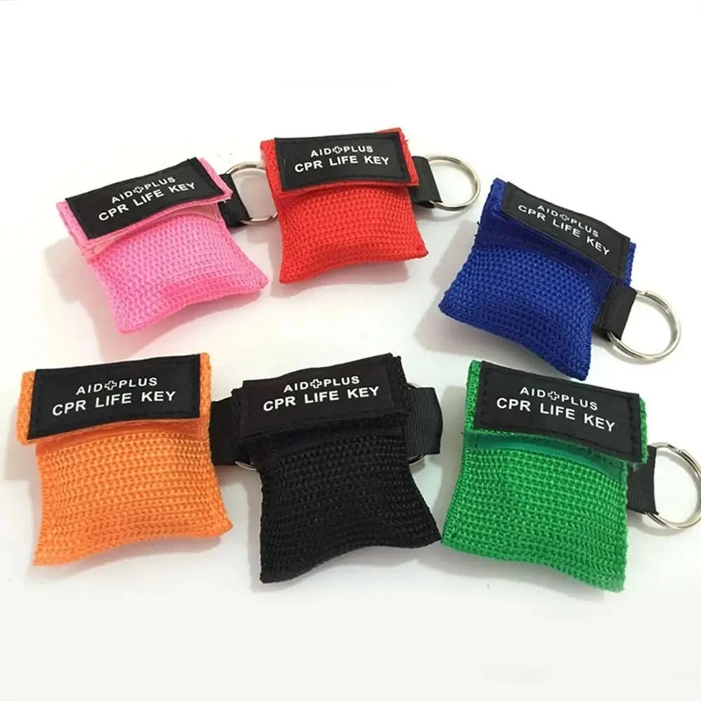 Disposable CPR Mask One-way Valve Professional Emergency Face Shield Mouth Breath Keychain Ring Resuscitator Mask Travel Pocket