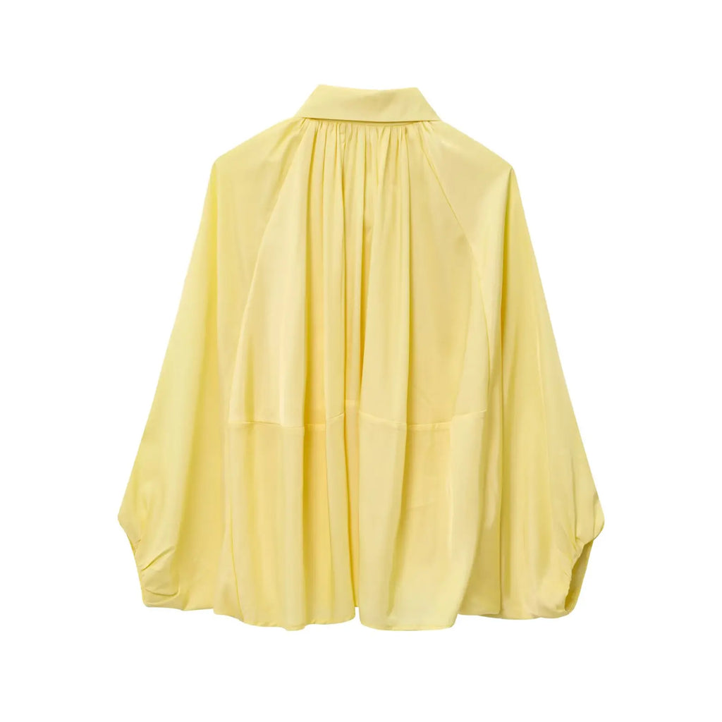 HH 2025 Fashion Woman Casual Zipper Design Solid Coat Spring Women Lapel Bat Sleeve Pleated Design Loose Jacket Top Mujer