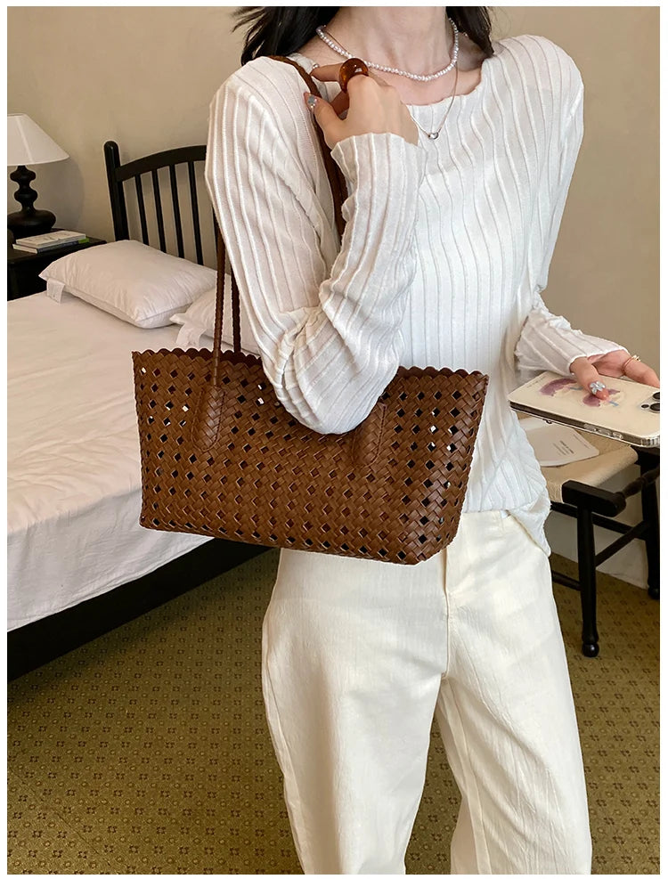 Fashion Woman Shoulder Bags for Women 2026 Brand Luxury Designer Bag Female Totes Purses Ladies Woven Shoulder Handbag Summer