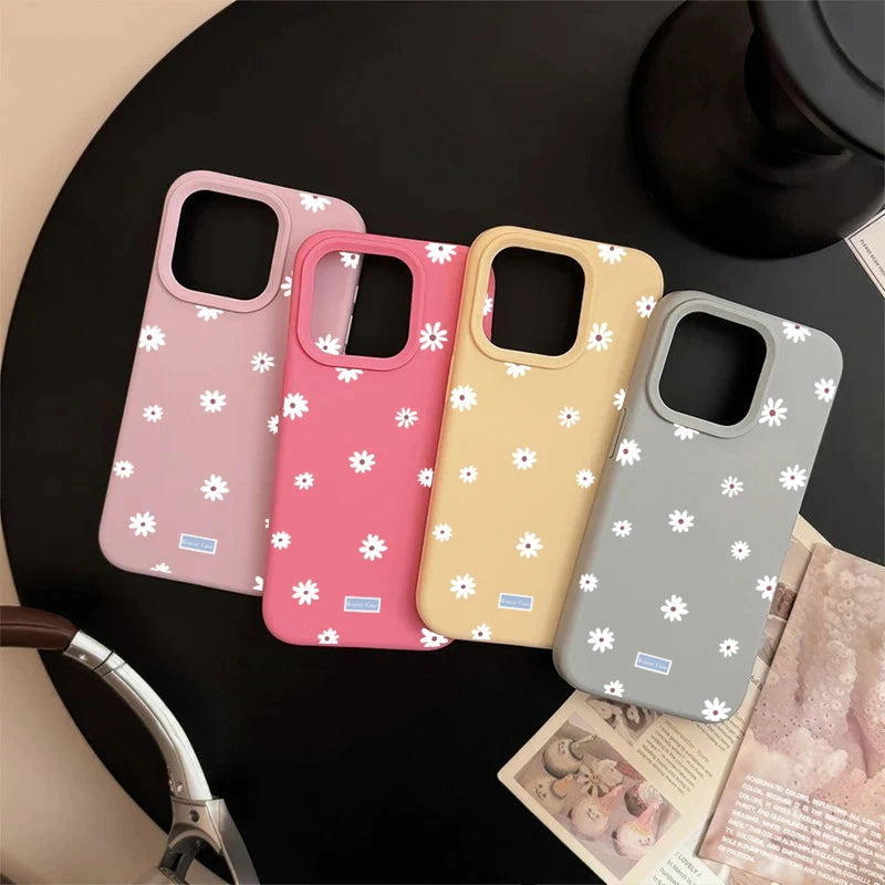 Cute Style Daisy Small Flower Phone Case For iPhone 11 12 13 14 15 16 17 Pro Max 16 Plus Shockproof Bumper Soft Silicone Cover