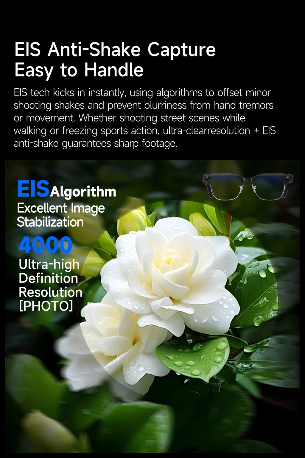 2026 New Smart Glasses with AI Intelligent Q&A Photography Recording Intelligent Translation 800W Camera Bluetooth Smart Glasses