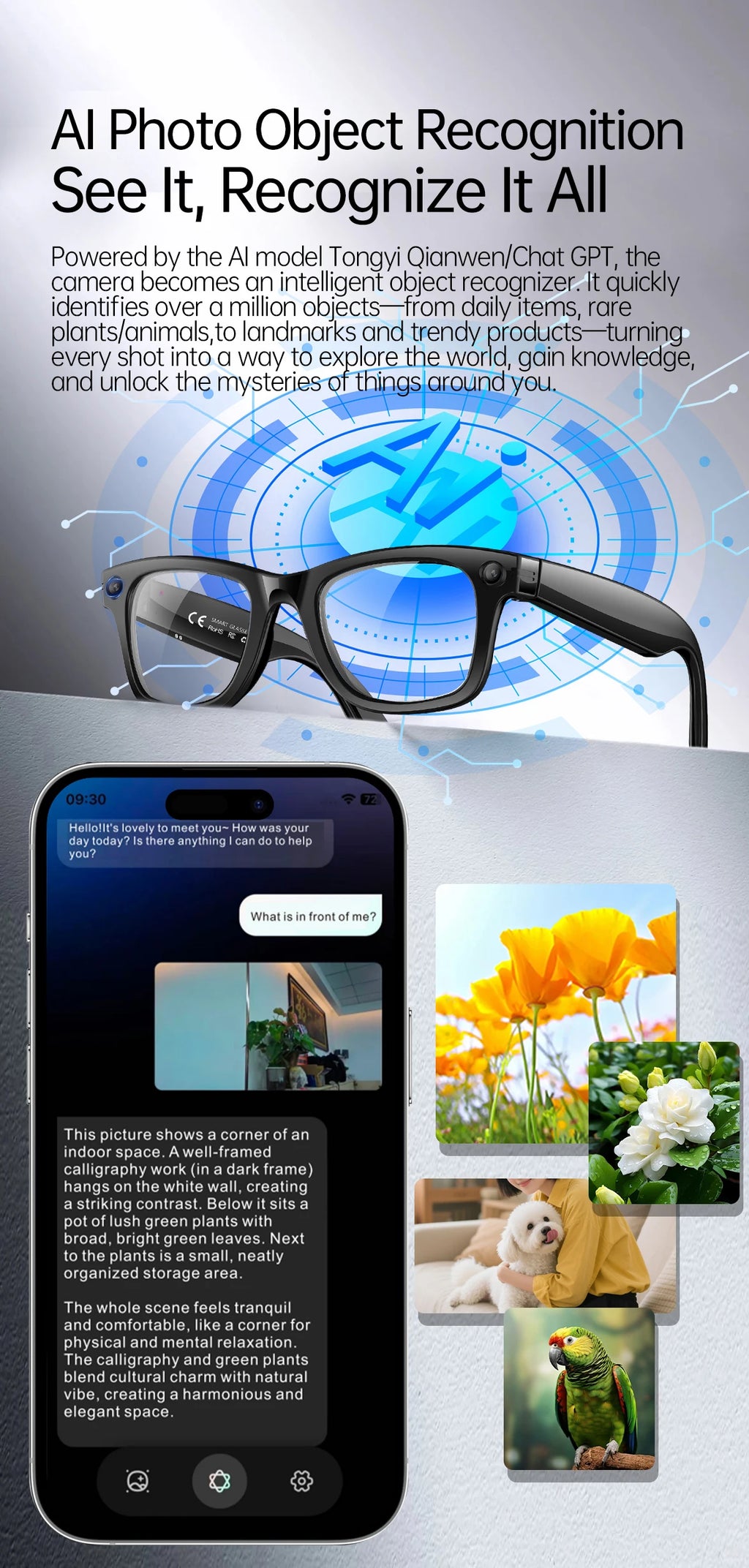 LIGE New AI Smart Glasses 1300W Pixel Camera 4K Video AI Translation Music Player BT Call Waterproof Color Change Sunglasses Men