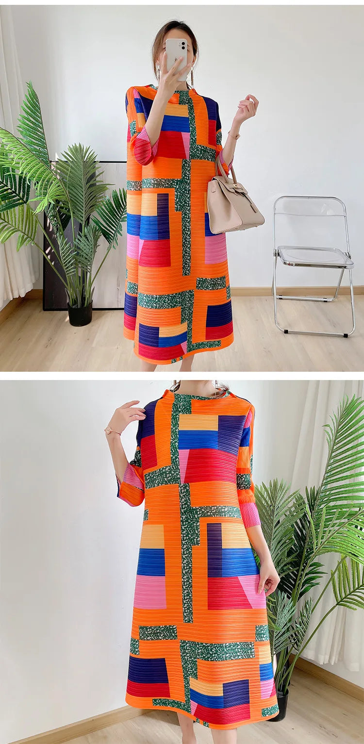 Fashionable women's dress, new spring/summer style, European and American style, youthful, plus size, slimming pleated skirt