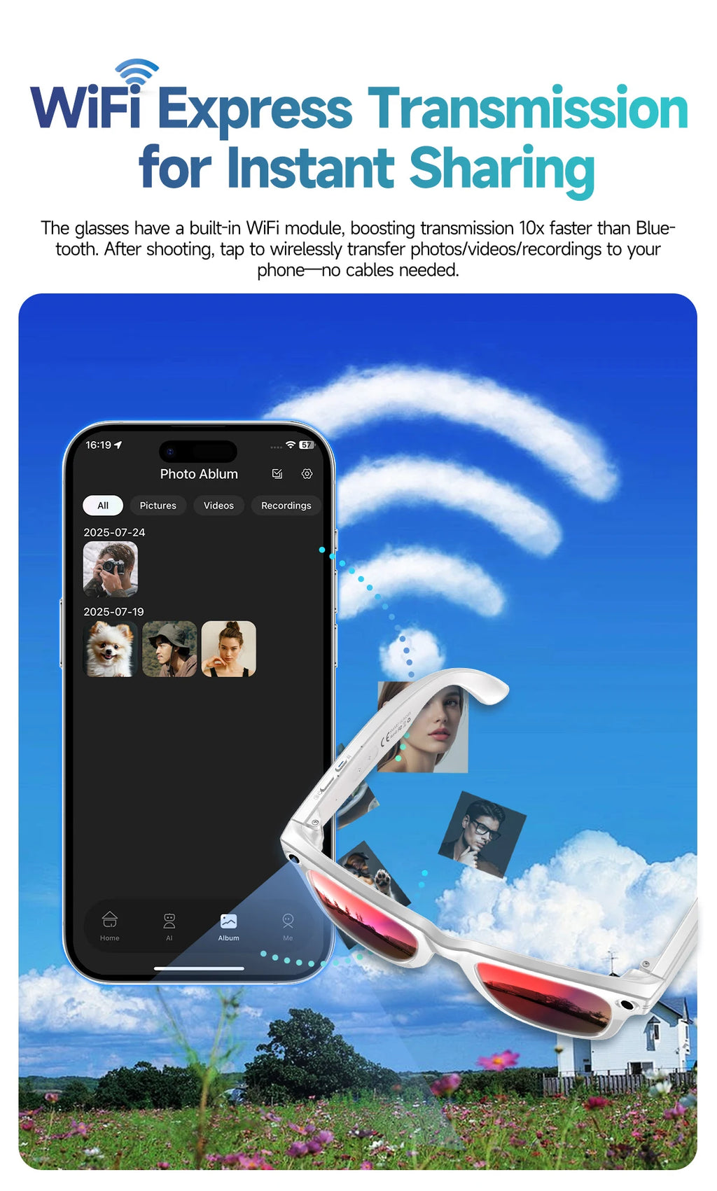 AI Smart Glasses with 8MP Camera Video Recording 100+ Languages Translation Sunglasses Bluetooth Call Music Play Men Women 2026