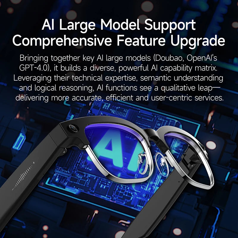 2026 New Smart Glasses with AI Intelligent Q&A Photography Recording Intelligent Translation 800W Camera Bluetooth Smart Glasses