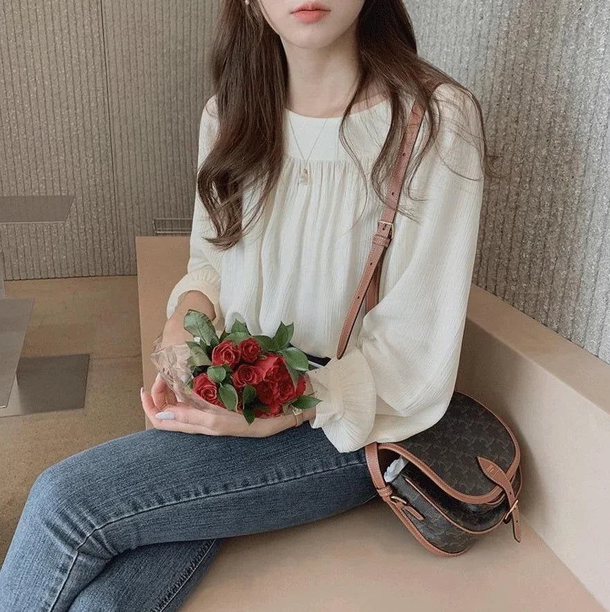 Simple White Shirts & Blouses For Women Crop Japanese Harajuku Fashion Woman Top Offer High Quality Clothing Trend 2025 Novelty