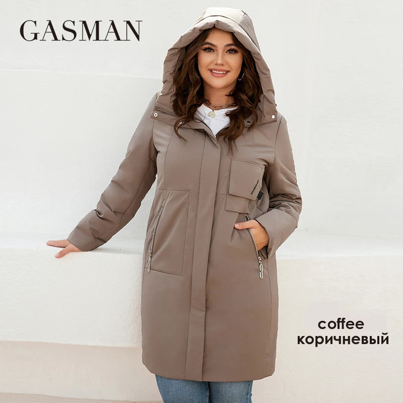 GASMAN women's jacket spring 2022 long Fashion Woman coat hooded waistline casual Outwear Brand High-Quality lady parkas 8293