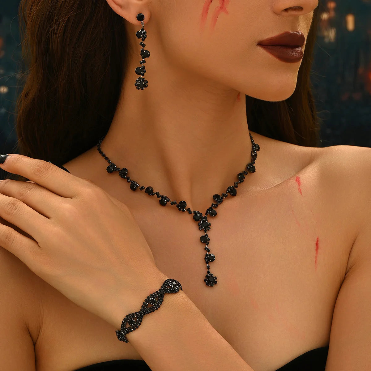 Halloween necklace, earrings and bracelet set - perfect for parties and formal events, highly versatile and stylish.