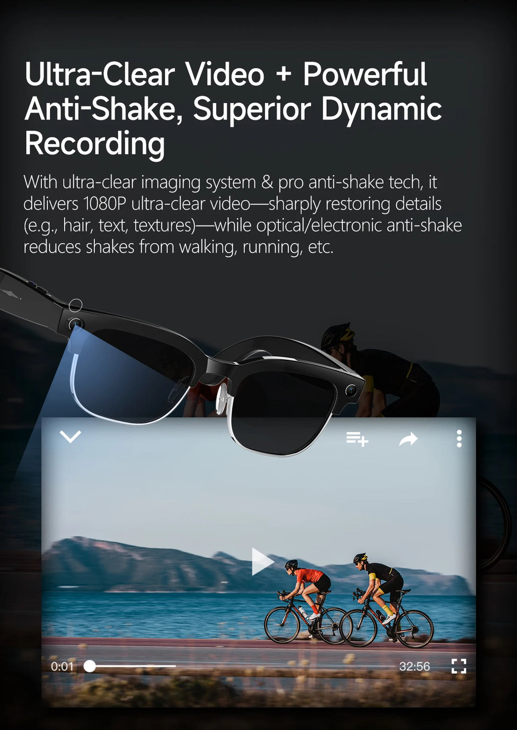 2026 Smart AI Glasses 4K HD 800W Camera 32GB Memory 140+ Translation ChatGPT Music Play Photos &Video Shoot Sunglasses Men Women