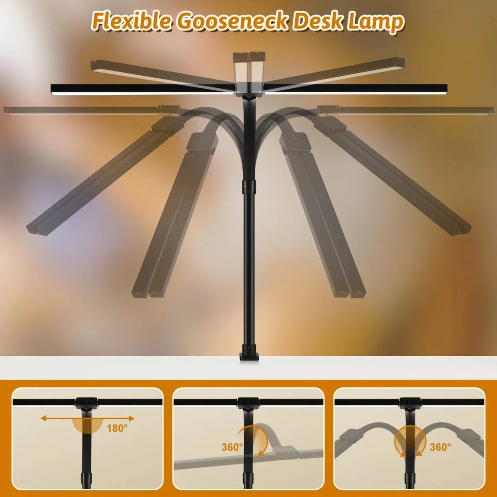LED Desk Lamp Double/Single Head Architect Desk Lamps Office Eye-Caring Desk Light Stepless Dimmable Adjustable Gooseneck Lamp