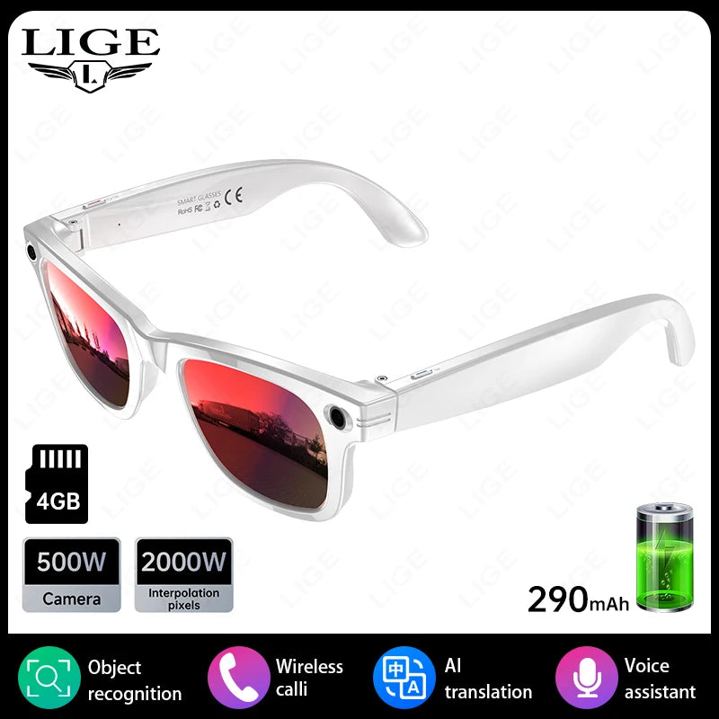 AI 5 Million Pixels Smart Glasses Recording Videos Photo Recognition Answer Translation 290mAh IP66 Waterproof Bluetooth Glasses