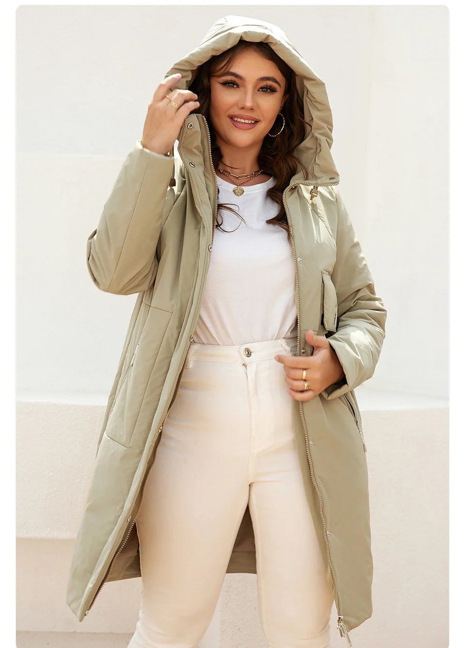 GASMAN women's jacket spring 2022 long Fashion Woman coat hooded waistline casual Outwear Brand High-Quality lady parkas 8293