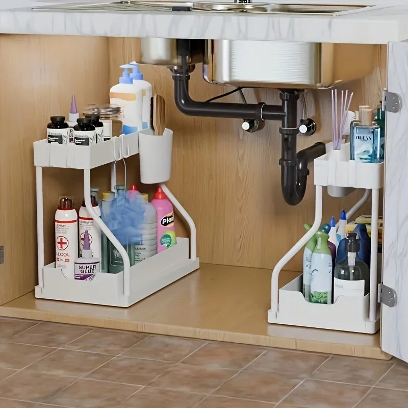 Organizador extraíble de 2 niveles para bajo fregadero