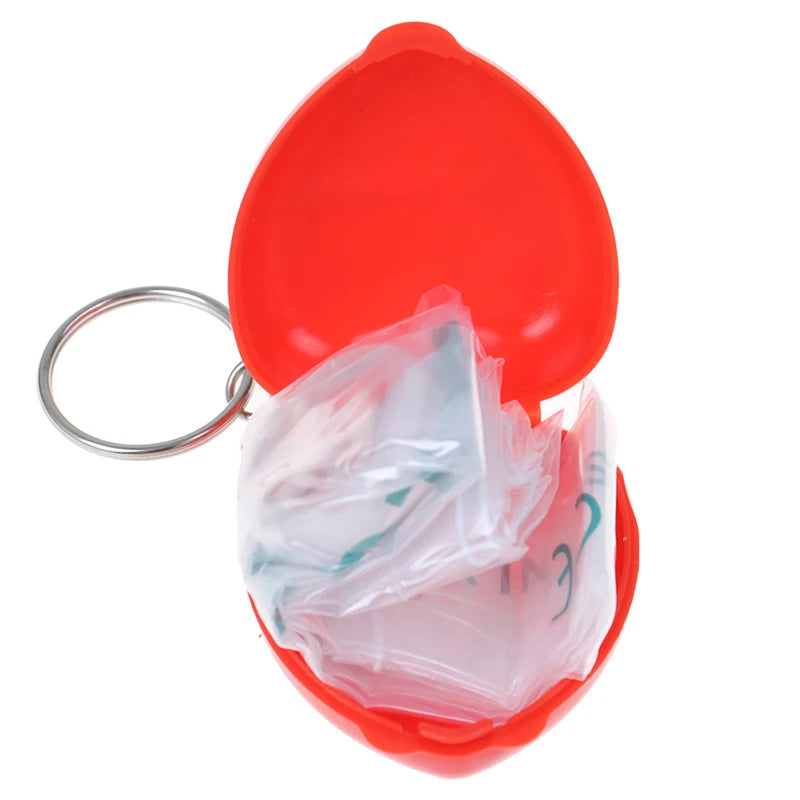 Mini Protect CPR Mask Mouth KeyChain Rescue In Heart Box Face Mask First Aid