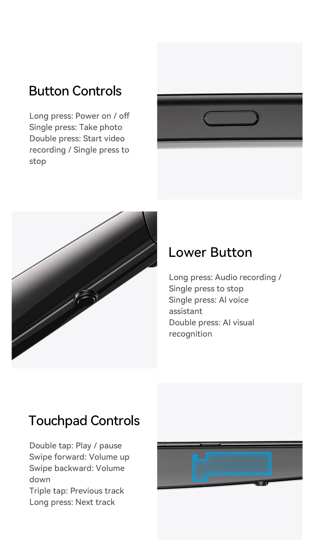 2026New AI Smart Glasses 3Lens 13MP Camera 4K Video Recording 100+ AI Languages Translation Sunglasses Bluetooth Call Music Play