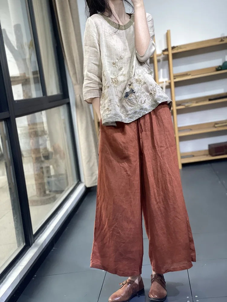 THHONE Summer Fashion Woman Tees 2025 Floral O-Neck T Shirt Tops Casual Vintage Patchwork Loose Embroidery Camisetas Top Mujer