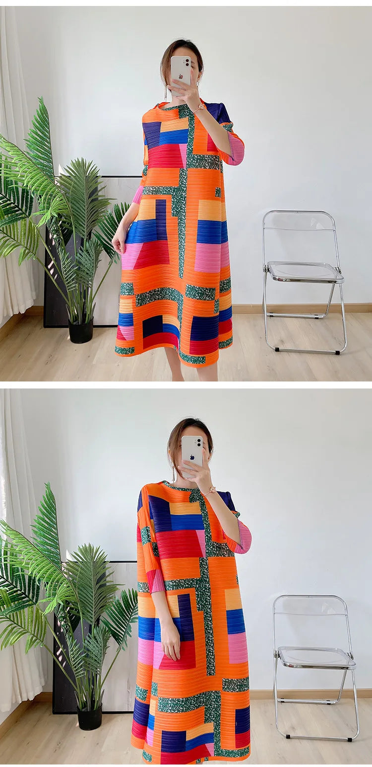 Fashionable women's dress, new spring/summer style, European and American style, youthful, plus size, slimming pleated skirt
