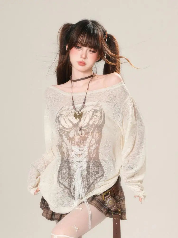 Erwofeina Hotsweet Tank Top Graphic T Shirts 2000s Clothes Y2k Long Sleeve Tees Korean Fashion Woman Clothes Summer Casual Top