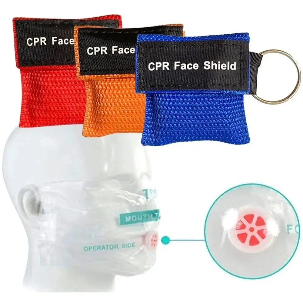 Disposable CPR Mask One-way Valve Professional Emergency Face Shield Mouth Breath Keychain Ring Resuscitator Mask Travel Pocket