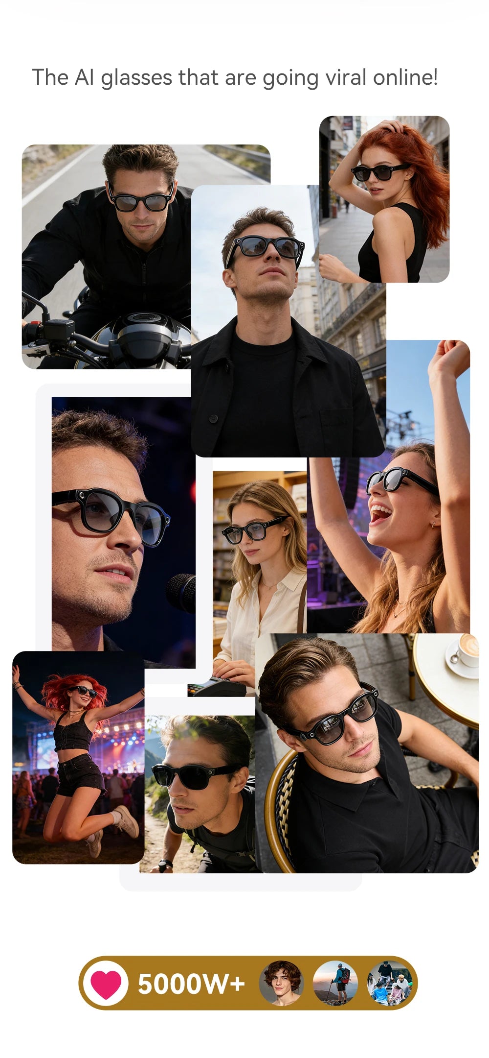 2026New AI Smart Glasses 3Lens 13MP Camera 4K Video Recording 100+ AI Languages Translation Sunglasses Bluetooth Call Music Play
